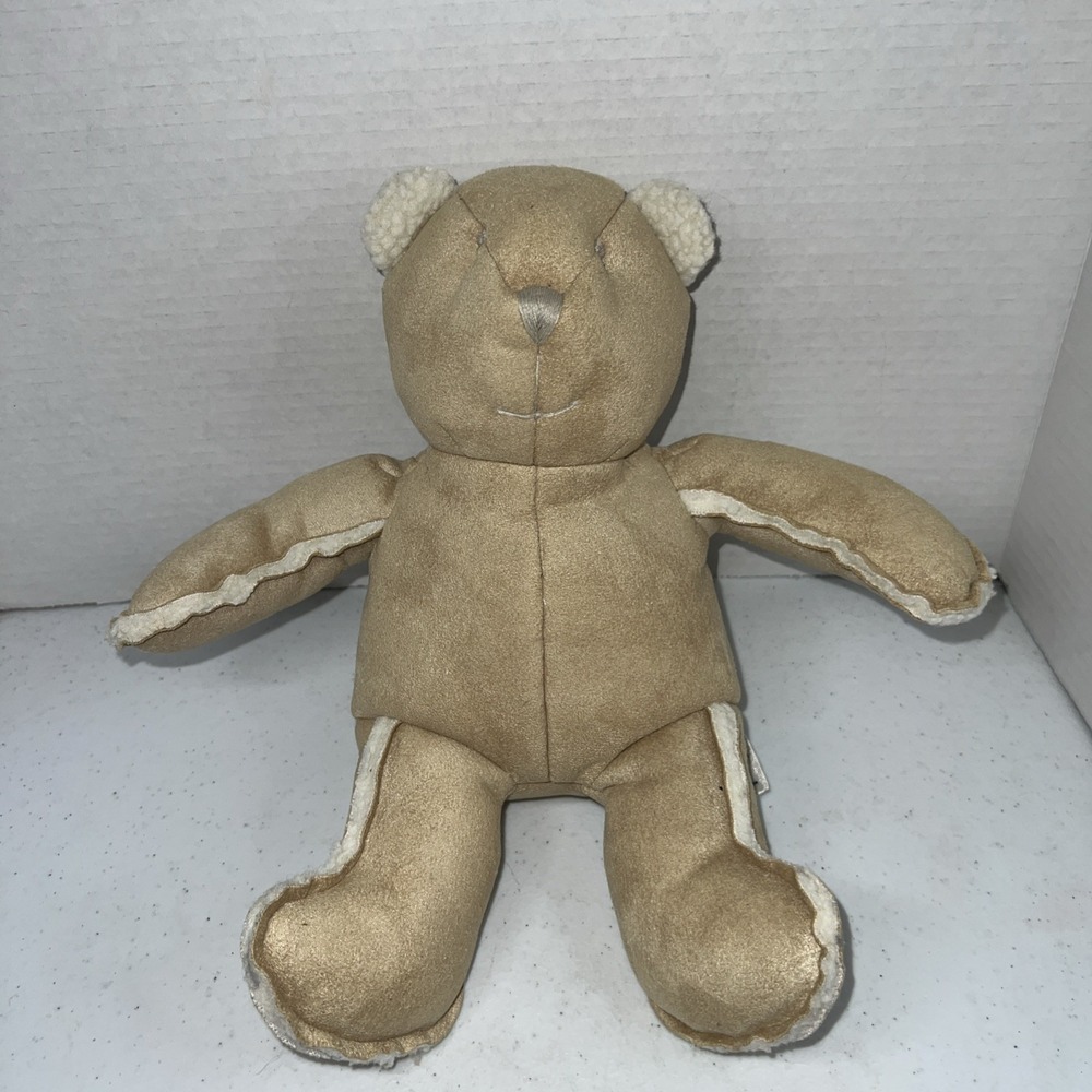 Baby Gap 2008 Suede Sherpa Brannan Teddy Bear Brown Tan Stuffed Plush Toy 12"